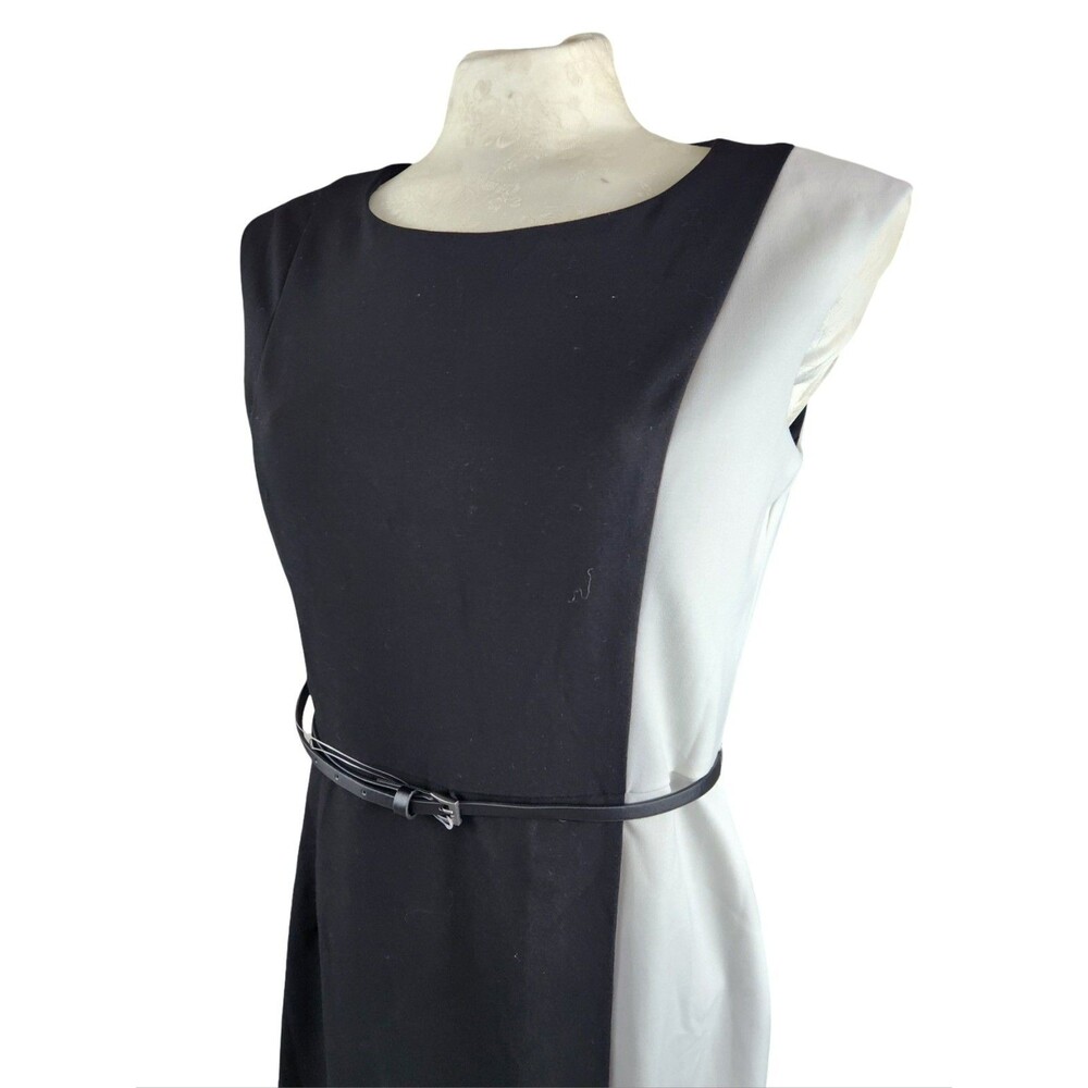 Saks Fifth Avenue Black Label Colorblock Sheath Dress Black Ivory NWT 10 - Picture 3 of 9
